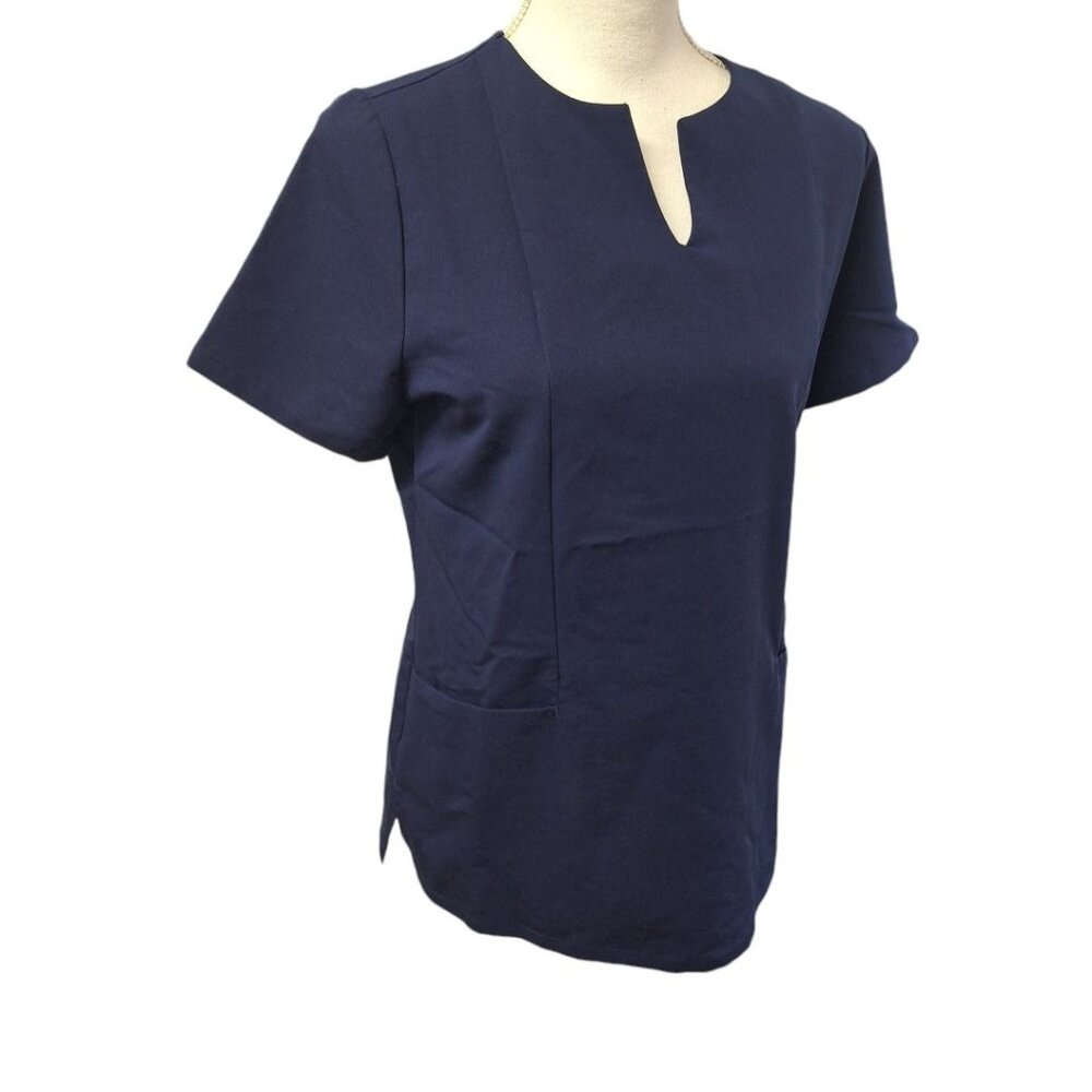 Mandala Scrub Top Dark Blue Pockets Womens‎ Small Medical Nurse Vet Tech Aide